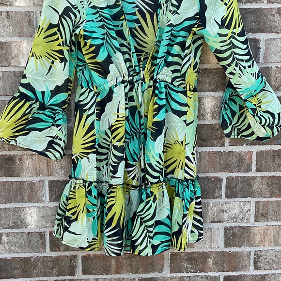 Take 50% OFF- Club Z Collection Tropical Leaf Print Dress, Size-M - Picture 4 of 11